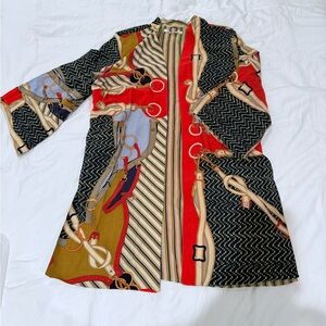 Nygard Colorful Patterned Kimono Jacket Blazer Spring Stripes Summer Career